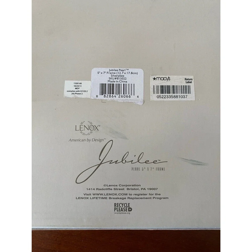 Lenox Jubilee Pearl 5x7 Picture Frame Wedding Anniversary NIB